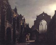 Luis Daguerre, The Ruins of Holyrood Chapel,Edinburgh Effect of Moonlight